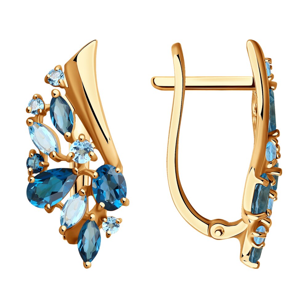 Серьги из золота с полудрагоценными вставками