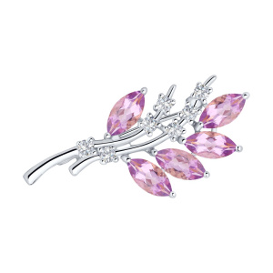 Брошь из серебра с полудрагоценными вставками