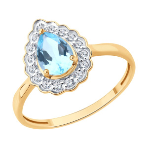 Кольцо из золота с полудрагоценными вставками