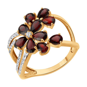 Кольцо из золота с полудрагоценными вставками