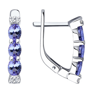 Серьги из золота с цветными драгоценными вставками