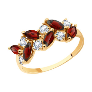 Кольцо из золота с полудрагоценными вставками