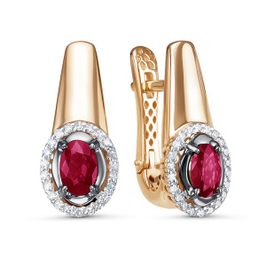 Серьги из золота с цветными драгоценными вставками