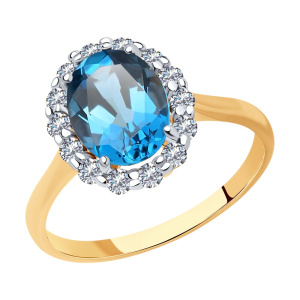 Кольцо из золота с полудрагоценными вставками