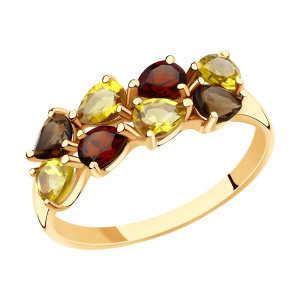 Кольцо из золота с полудрагоценными вставками