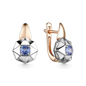 Серьги из золота с цветными драгоценными вставками