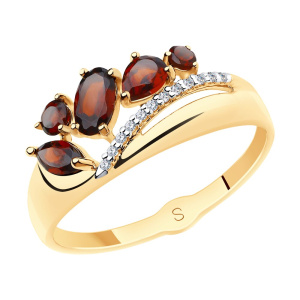 Кольцо из золота с полудрагоценными вставками