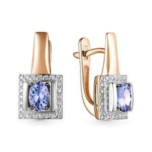 Серьги из золота с цветными драгоценными вставками