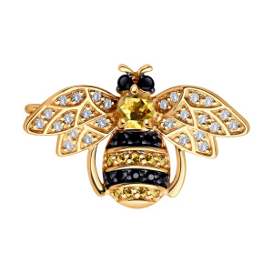 Брошь из золота с полудрагоценными вставками