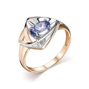 Кольцо из золота с цветными драгоценными вставками