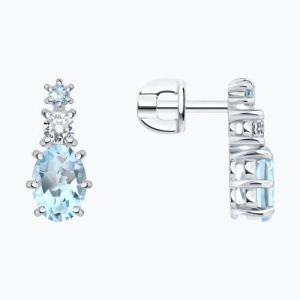 Серьги из серебра с полудрагоценными вставками