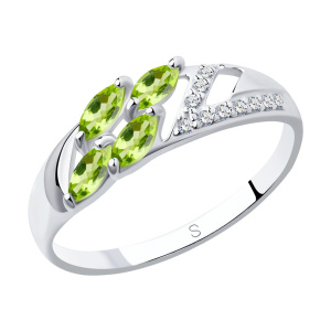 Кольцо из серебра с полудрагоценными вставками