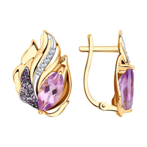 Серьги из золота с полудрагоценными вставками