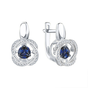 Серьги из золота с цветными драгоценными вставками