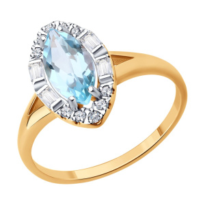 Кольцо из золота с полудрагоценными вставками