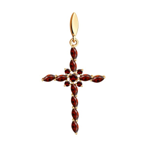 Крест из золота с полудрагоценными вставками