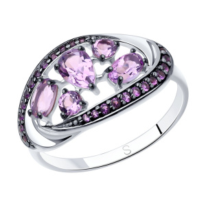 Кольцо из серебра с полудрагоценными вставками