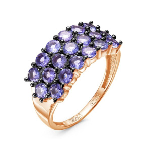 Кольцо из золота с цветными драгоценными вставками