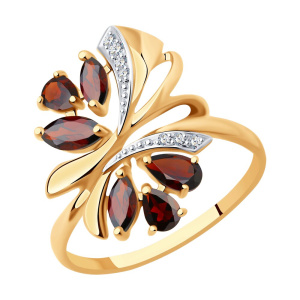 Кольцо из золота с полудрагоценными вставками