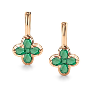 Серьги из золота с цветными драгоценными вставками