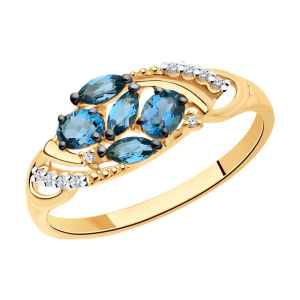 Кольцо из золота с полудрагоценными вставками