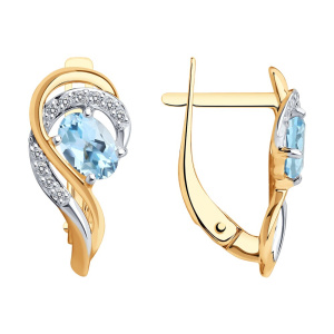 Серьги из золота с полудрагоценными вставками