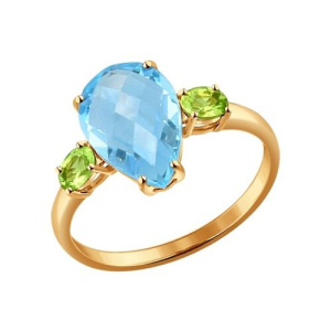 Кольцо из золота с полудрагоценными вставками