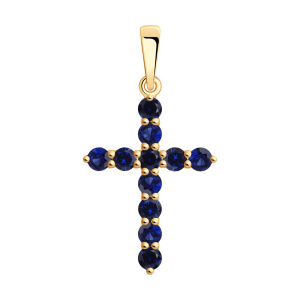Крест из золота с полудрагоценными вставками