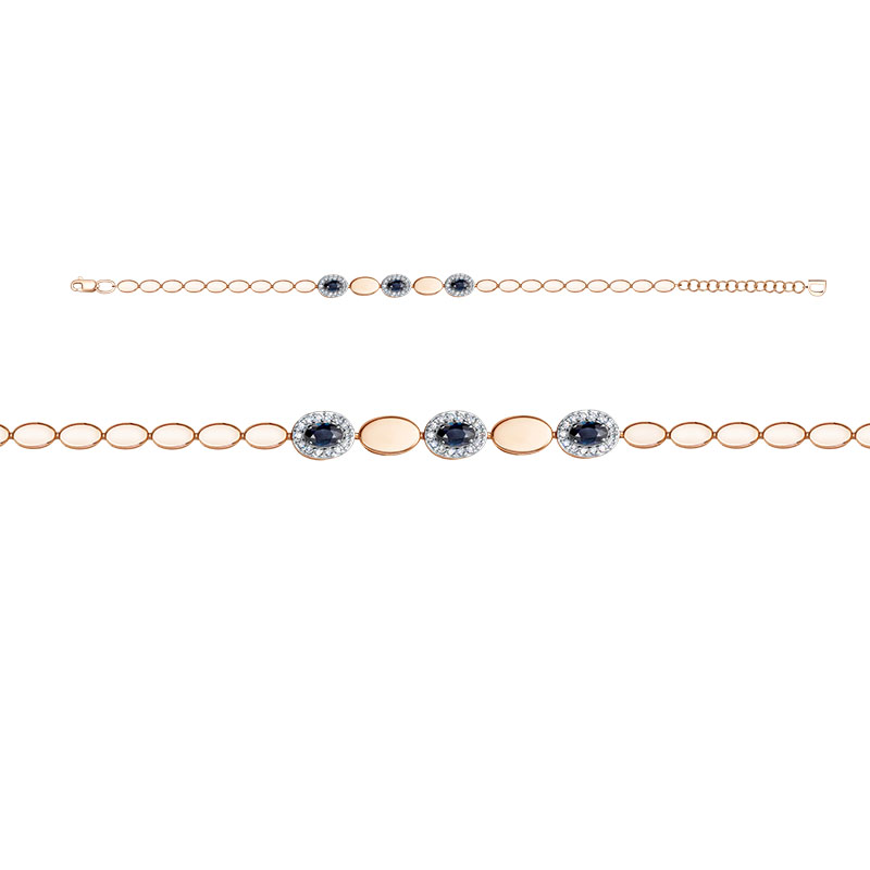 Браслет из золота с цветными драгоценными вставками