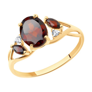 Кольцо из золота с полудрагоценными вставками