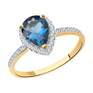 Кольцо из золота с полудрагоценными вставками