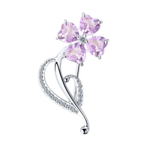 Брошь из серебра с полудрагоценными вставками