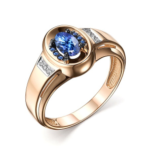 Кольцо из золота с цветными драгоценными вставками