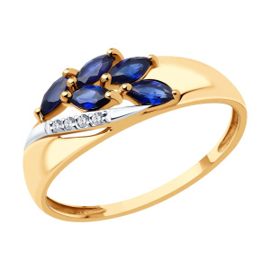 Кольцо из золота с полудрагоценными вставками