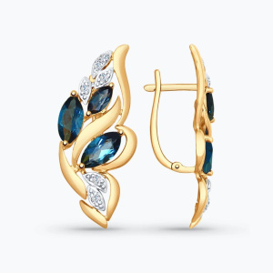 Серьги из золота с полудрагоценными вставками